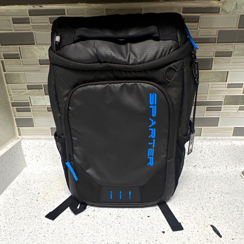 SPARTER Backpack Cooler 20 Can Insulated Portable Polyester Bag Black/Blue
